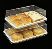 Boîte de boulangerie rectangulaire jetable en plastique PET transparent anti-buée avec base blanche pour pain et gâteaux