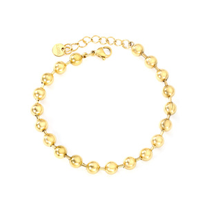 Beaded <b>Bracelet</b> 18k Stainless Steel Gold <b>Ball</b> Chain Unisex Jewelry Fashion Accessory - Product Image 2