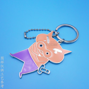 Porte-clés en alliage de zinc en forme de cochon de dessin animé, nickel brillant, forme irrégulière, résistant à l'usure, cadeau d'affaires, pendentif - Product Image 2