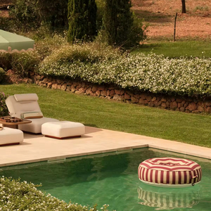 Hot mô hình tắm nắng <span class=keywords><strong>Inflatable</strong></span> Lounger không thấm nước phai kháng vải san hô sọc bơi vòng hồ bơi nổi - Product Image 2