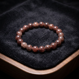 Bracelet en pierre naturelle perlée, forme de boule rouge-brun, bijoux classiques unisexes - Product Image 3