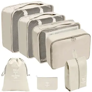 Low MOQ Fashion 7pcs Compression Luggage Organizers Travel Bag Personal Packing Cubes Wholesale Travel Bag Organizer