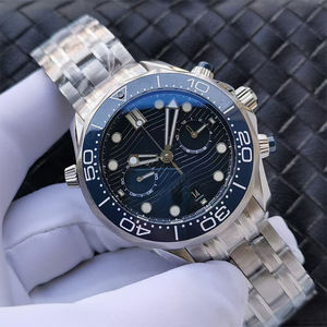 Montre de plongée mécanique de luxe 44 mm, mouvement d'usine 9900, étanche, lunette en céramique noire, chronographe 300 m, réserve de marche, montre noire - Product Image 2