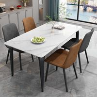 Luxuriöses Modernes Rechteckiges Esszimmer-Set mit Gesinterter Steinplatte Metallbeinen 4-Sitzer Umweltfreundlich für Esszimmermöbel