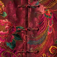 Nouvelle veste pour femme en soie pure satinée Xiangyun, broderie lourde, motif Phénix et Pivoine, col rond, rouge, 5822