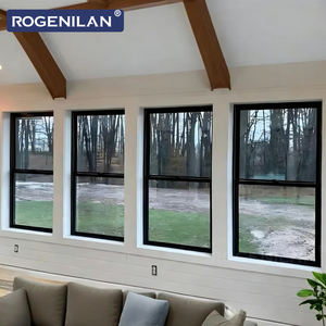 Fenêtres à guillotine simples en aluminium noir ultra-étroit ROGENILAN pour extérieur, double vitrage, économie d'énergie, vitrage trempé - Product Image 2