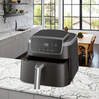 Friteuse à air électrique intelligente 4-en-1 en acier inoxydable avec contrôle numérique, capacité 5 QT, cuisson sans huile, réchauffage, croquanture par l'air, affichage LED