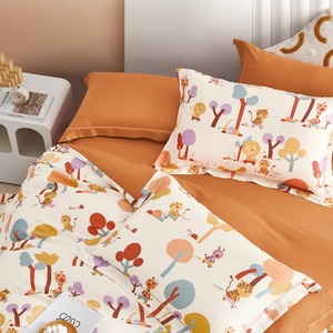 Parure de draps plats 100 % Lyocell 60s à imprimé dessin animé, respirante, pour enfants, avec taies d'oreiller, taille personnalisée, vente en gros - Product Image 1