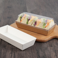Boîtes à sandwich en papier de luxe naturel, boîtes à hamburger, boîtes à gâteaux tiramisu, boîtes à gâteaux aux haricots mungo avec couvercle transparent