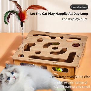 Legno elegante gatto trattare scatola Puzzle con 2 palline per il gioco <span class=keywords><strong>di</strong></span> gatto gioco interattivo tra le persone e Pet Cat - Product Image 4