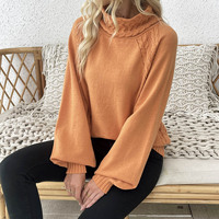 Nouvelle collection populaire automne – Pull tricoté ample à col roulé style rétro européen et américain pour femme, épais et anti-plis, modèle Princesse