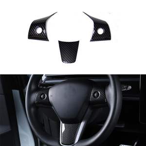 Vente flash - Housse décorative pour volant pour Tesla Model 3/Y - Accessoires décoratifs (fibre de carbone brillante) - Accessoires de voiture - Product Image 4