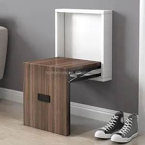 HOMEMORE Banco para Zapatos <span class=keywords><strong>de</strong></span> Pared Fácil <span class=keywords><strong>de</strong></span> Instalar, Taburete <span class=keywords><strong>Plegable</strong></span> <span class=keywords><strong>de</strong></span> <span class=keywords><strong>Madera</strong></span> Marrón, Ahorro <span class=keywords><strong>de</strong></span> Espacio, Silla Colgante <span class=keywords><strong>Plegable</strong></span> para Pared - Product Image 5