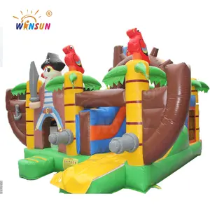 Moonwalk Pirate Inflatable Bounce Combo, Kastil Tiup Goyang Bouncer, Inflatable Jumping Puri untuk Anak-anak