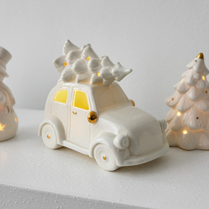 Modern Nordic Ceramic Christmas <b>Tree</b> Jar <b>Ornament</b> with LED Night Light Festive Atmosphere Christmas Season Gift Decorations - Product Image 1