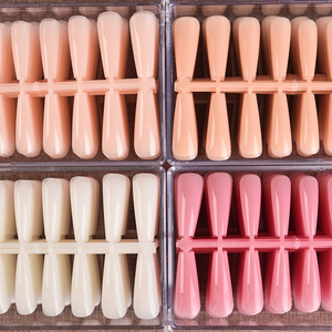 22*20 Uñas Postizas con Forma de Ataúd, Cobertura Completa, Estilo Francés, Largas, Resistentes, de ABS, en Caja - Product Image 1
