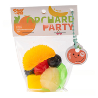 Mainan squishy piring buah, dim sum, mainan pelepas stres bertema jeruk dan pisang untuk anak-anak