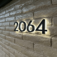 Plaque d'adresse LED rétroéclairée en métal, étanche IP65, personnalisée, moderne, pour portes, bars, hôpitaux, usage commercial, décoration solaire