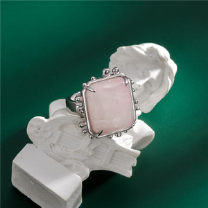 Anillo de Plata de Ley 925 con gemas cuadradas, estilo bohemio, con cristal rosa claro - Product Image 2