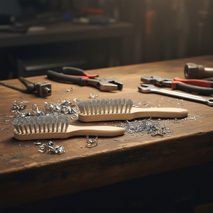 Cepillo de mano Ttake con mango de madera y acero inoxidable, 4x15x23 mm, 16 alambres - Product Image 3