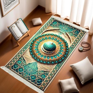 Tappetini da Preghiera Musulmani Premium - Design Moschea, Poliestere Super Confortevole con Cuscino per Ginocchia e Tasca per Imam, Perfetto per il Ramadan - Product Image 6