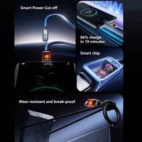 Câble USB C vers USB C avec affichage LED, charge rapide, cordon de type C en alliage de zinc, câble de données en nylon tressé pour téléphone, tablette, ordinateur portable