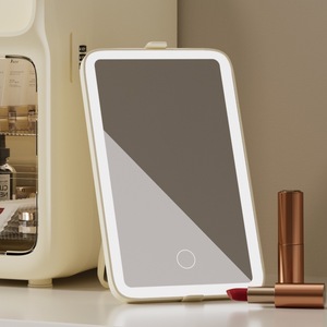 Cosmetic Storage Box With <b>Mirror</b> <b>Led</b> Lighting Dustproof Plastic Desktop Organizer For <b>Makeup</b> Home Use - Product Image 4