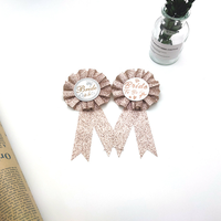Personnalisé fer blanc dessin animé ruban Rose bal Corsage école célébration mariage fête d'anniversaire ruban Rosettes Corsage fleur Badge