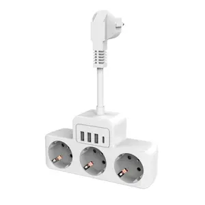 Multifunctional European Standard 3 Outlets Plug Power Socket Power Board with USB Short Wire
