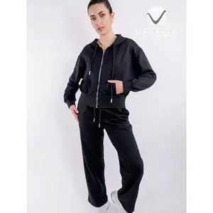 Vetega <b>Women's</b> Solid Color <b>Hoodie</b> <b>Sweatshirt</b> and Sports Pants Set with Pockets, Loose Fit, Fleece Material, All Seasons, Long Sl - Product Image 6