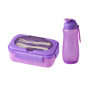 Portable Divided Bento Lunch <b>Box</b> <b>Set</b> With Water Bottle Spoon Fork 900ML Leak‑Proof Food Container For Student Office Worker - Product Image 5