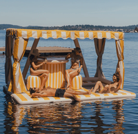 Tente flottante gonflable DWF en PVC, canapé, plate-forme flottante pour bar d'eau, quai, île géante pour la baignade, île gonflable avec auvent