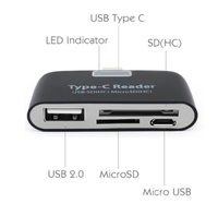 Nuevo Adaptador OTG Tipo-C a USB 2.0 SD/Micro de Venta Caliente de Fábrica para Computadora Portátil/Teléfono USB-C Convertidor Multifunción