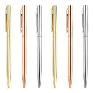 23 New Arrival Stationery Customized Logo Gift <b>Pen</b> <b>Silver</b> Rose Gold Color Gold Metal Ballpoint <b>Pen</b> With Custom Logo - Product Image 1