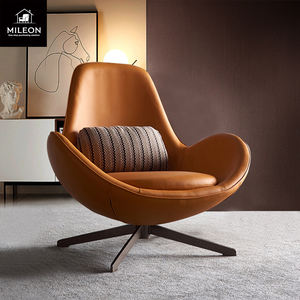 Phòng khách đơn giản kim loại da vải xoay sphericalarmchair Ghế sofa đơn Bắc Âu Ghế sofa đơn hội nghị khách sạn Mô hình phòng thiết kế - Product Image 1