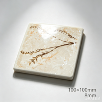 Carrelage mural en céramique moderne ACCENTS motif botanique 100x100mm, imprimé à la main, motif feuille délicate pour crédence de cuisine