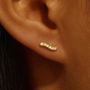 Boucles d'oreilles pendantes fines en argent sterling S925, motif œil de cheval distinctif, avec diamant et pompon, à tige plate, cadeau - Product Image 3