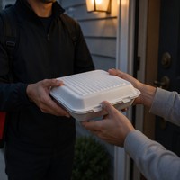 Conteneur alimentaire jetable en mousse PS de forme ronde, bol à emporter, vente en gros en vrac