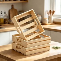 Caissons en bois poli rectangulaires avec poignée, plateaux en bois vierges, caisses de rangement multifonctionnelles pour la décoration intérieure