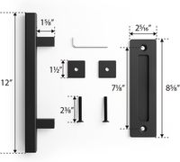 Juego de Manijas Cuadradas de Acero Negro de 12 Pulgadas para Puertas de Granero, Diseño Rústico Grande de Doble Cara, Ambidiestro, para Puertas de Madera y Portones 1