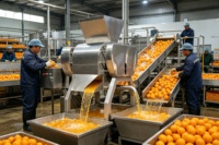 Industriële citruspersmachine met hoge productiviteit (1-3T/H), voedselveilige roestvrijstalen citroen- en sinaasappelsapcentrifuge