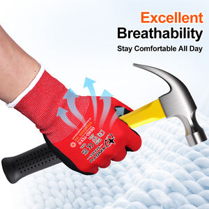 قفازات نتريل حمراء رملية من XINGYU، 15 جرام، للحماية، مرنة، للاستخدام الصناعي والبناء، قفازات عمل ثقيلة مخصصة للسلامة - Product Image 4