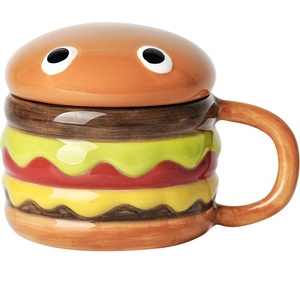 Popular Creative Burger <b>Cup</b> with Lid Cute and Funny Breakfast Use <b>Large</b> Capacity Ceramic Mug - Product Image 5
