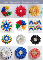 Broches personnalisées faites à la main, 7 pouces, en ruban de satin blanc, thème floral, avec perles, pour la sororité Delta