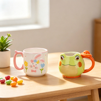 Tasse à café/thé en céramique 3D Redeco motif grenouille et lapin, motif floral, cadeau, vente en gros, logo personnalisé, collection Printemps