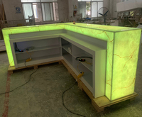 Bar à cocktails moderne et luxueux avec design de boîte de nuit en marbre, comptoir lumineux à LED pour hôtel et centre commercial, garantie de 10 ans