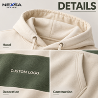 Sweat-shirt décontracté pour homme avec blocs de couleur, logo personnalisé, cordon de serrage, poche kangourou, vente en gros, OEM, ODM, marque privée
