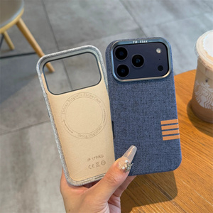 Funda Magnética de Lujo para Teléfono, en Tela de Lino, para <span class=keywords><strong>iPhone</strong></span> 17, 12, <span class=keywords><strong>13</strong></span> Pro Max, 17 Air, 14, 15, 16 Plus, con Marco Metálico para la Lente, a Prueba de Golpes - Product Image 5