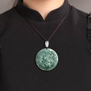 Pendentif en jade naturel bleu jadeite, renard à neuf queues, style chinois, design original, unisexe, cadeau avec certificat d'évaluation DW28 - Product Image 4