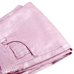 Großhandel anpassbare PU-beschichtete Jeans hohe Dehnung Twill-Stil geflochtene Farbstoff-Bekleidung für Jungen Mädchen gewebte Techniken